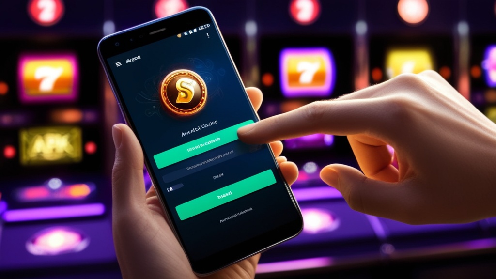 Android-telefoon met APK-installatie in een donkere casino-omgeving